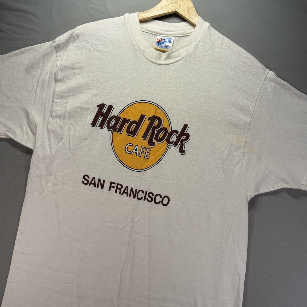 Vintage Hard Rock Cafe San Francisco Shirt Mens XL White Short Sleeve 90s